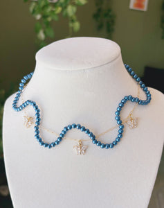 Blue Butterfly Wavy Necklace