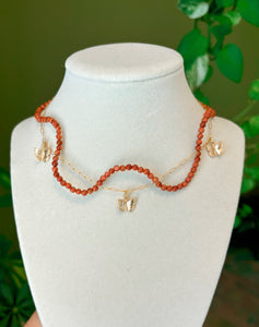 Sunstone Butterfly Wavy Necklace