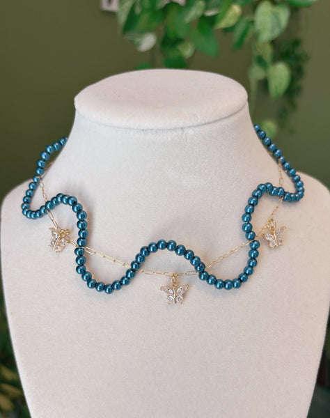 Blue Butterfly Wavy Necklace